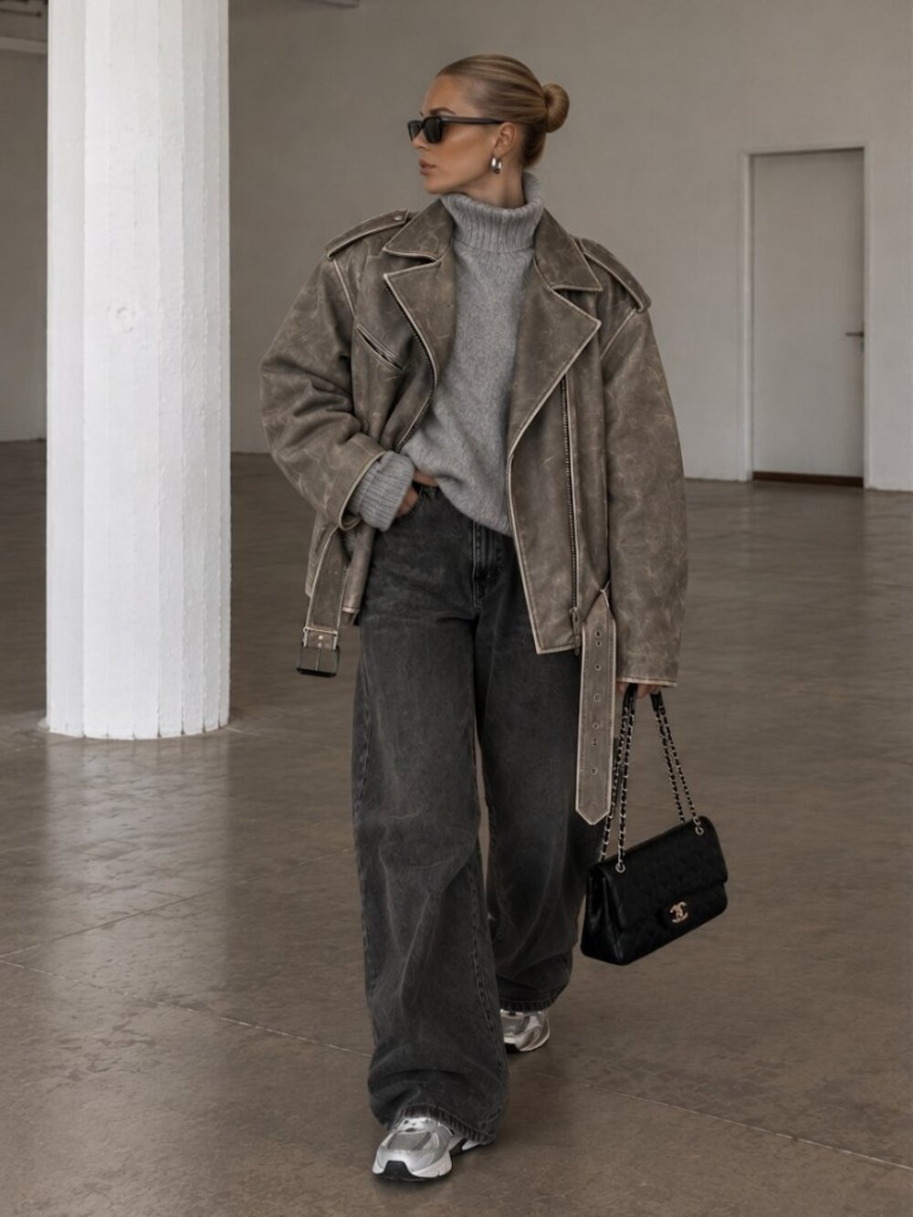 DUCIE London Macy Distressed Leather Jacket | Size L